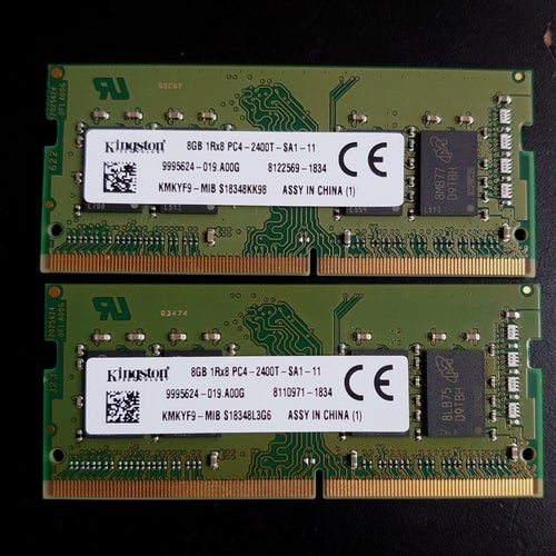 2X8GB=16Gb DDR4 RAM 2400MHz SODIMM Kingston PC4 Perfekt par!