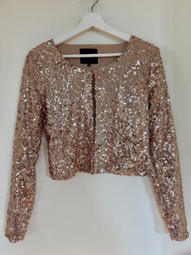 RUT&CIRCLE guldig jacka,bolero,guldtopp, paljett, fest,strl 36