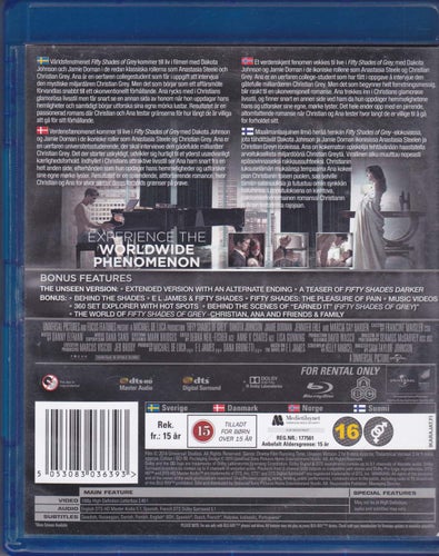BluRay / Fifty Shades Of Grey / Unseen Edition / Nära nyskick / Ex-rental