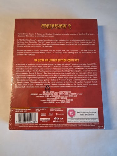 Creepshow 2. 4K Ultra HD. Arrow video. Inplastad Blu-ray