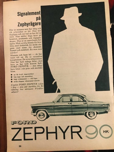 Ford Zephyr 1960 Reklam annons