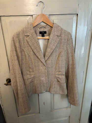 Kavaj dam beige figursydd storlek S
