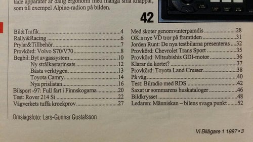 Vi Bilägare nr 1 1997: Volvo V70 AWD, Chevrolet Trans Sport, Rover 214 Si