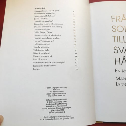 FRÅN SOLGUDAR TILL SVARTA HÅL En rymdhistoria Maria Rådbo Lennart Eng