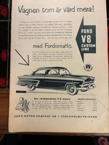 Ford Customline V-8 annons 1953