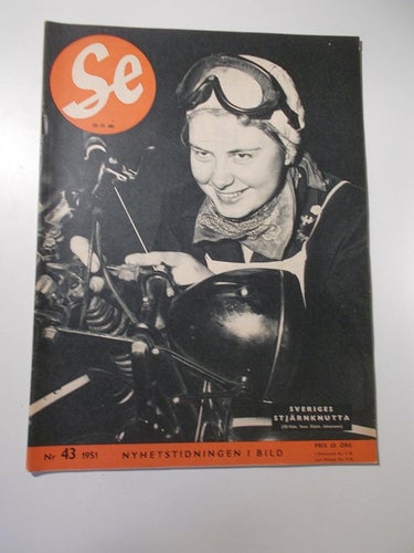 SE 43 1951 Motorcykeltjej ser ut som Ingrid Bergman, Agneta Prütz Uppsala