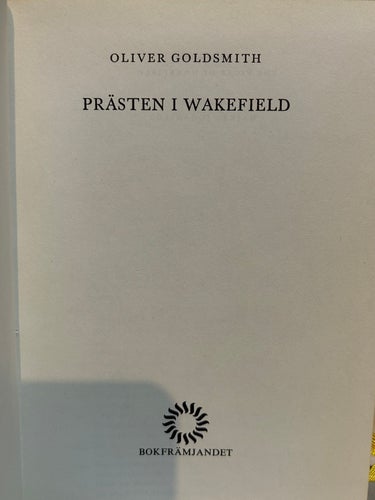 Prästen i Wakefield av Oliver Goldsmith, bok, Fine plus
