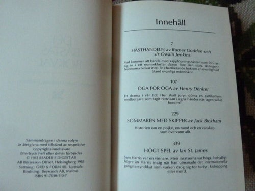 HÄSTHANDELN, O. J., ÖGA.., H. D., SOMM.., DET BÄSTAS BOKVAL, BOK