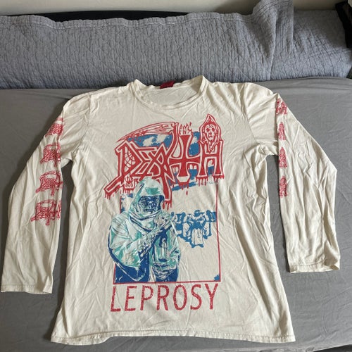 Death "Leprosy" vit långärmad t-shirt, storlek L