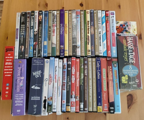 65 filmer, tv serier, boxar etc, Hitchcock, Edvard Persson, Disney, Rosa Pantern