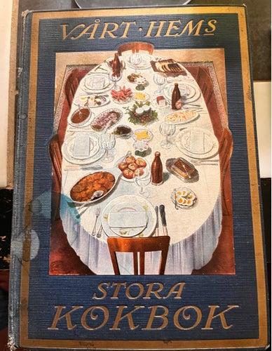 5 st gamla kokböcker i varierande skick