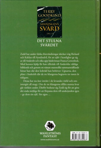 Sanningens Svärd, del 13: Det stulna svärdet - Terry Goodkind. Wahlströms. Oläst
