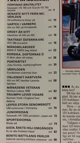 Allt om MC nr 6 1986: Kawasaki VN 750, Susuki VS 750 GL Intruder, ATK 560
