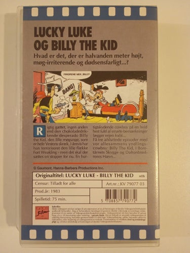 (rare, 1983, Danish VHS) Lucky Luke og Billy the Kid - Egmont Film version, VHS
