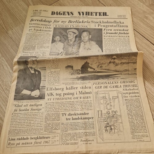 Dagens Nyheter från måndagen den 8 maj 1961