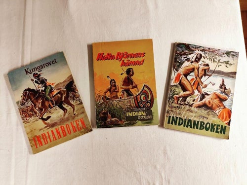 3 st indianboken 1951 + 1952 + 1954 häftade i ovanligt bra skick!!