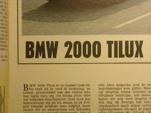 test av nya BMW 2000 TILUX från 1967