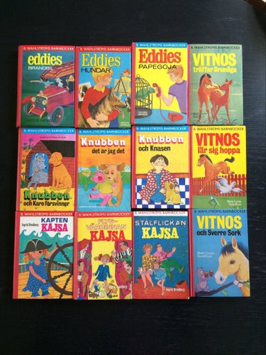 Olika barnböcker från Wahlströms. Vitnos, Eddie, Kajsa & Knubben