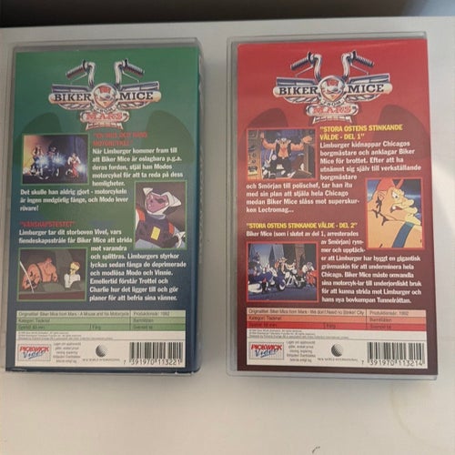Biker Mice From Mars VHS – 2 st – Mycket fint skick! – Svenskt tal