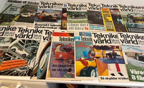 Teknikens Värld Motorrevyn 1965–1969 – 16 nr – retro biltidningar, racing