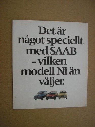 Försäljningsbroschyr Det är något speciellt med SAAB