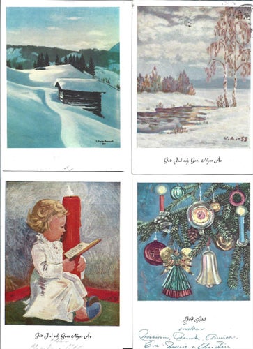 20 st fina Julkort målade med Mun o. Fot.