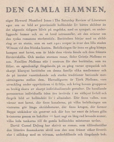 DeJong, David Cornel: Den gamla hamnen.