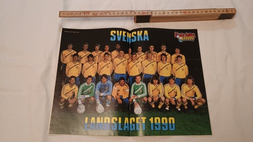 Poster Svenska landslaget 1990 - inkl Kalle Anka tidning nr 24 1990