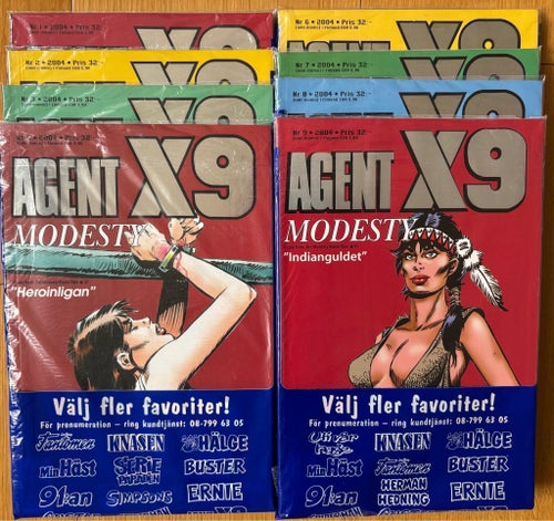 Agent X9 2004 nr 1–3,5–9 – olästa ex i plast – Modesty Blaise