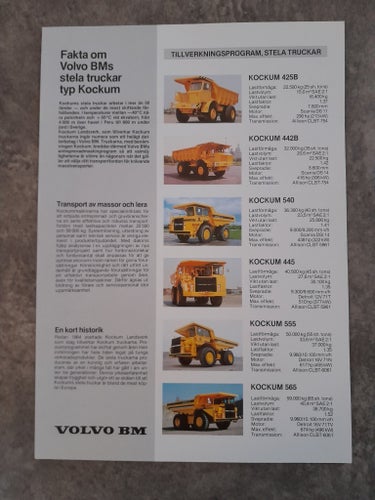 Broschyr Kockum alla Stela Truckar för Volvo BM