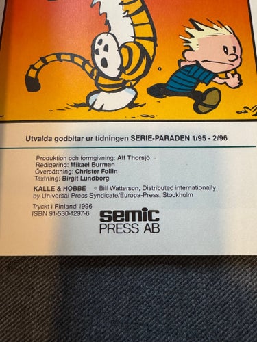 Kalle och Hobbe av Bill Watterson, 1996