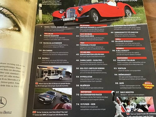 TEKNIKENS VÄRLD NR 19 2006 AUDI TT MOT BMW Z4,MAZDA VÄTGAS,CHRYSLER VOYAGER