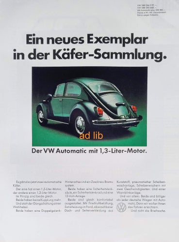 VOLKSWAGEN AUTOMATIC 1,3 L, STOR REKLAMANNONS 1968