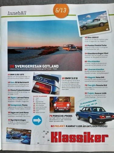 Klassiker nr 6 2013: Volvo 240 köpguide, Skoda 110R, BMW 3,0Si E3, Ghia 1500 GT