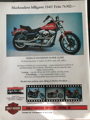 HARLEY-DAVIDSON SUPER GLIDE 1986 annons