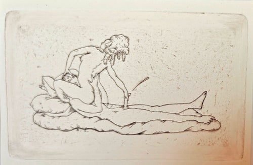 Erotisk scen IV. Gravyr av Konstantin Somov, 1917
