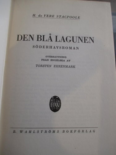 Den blå lagunen i översättning av Torsten Ehrenmark