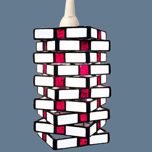 Målat Glas hängande lampa Fönsterlampa "Tower"