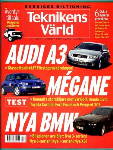 Teknikens Värld nr 9 2003. Volkswagen Phaeton V6 m.m.
