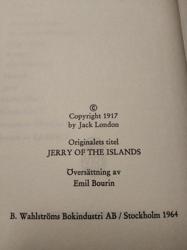 Jerry - Jack London. bok, inbunden. Very Fine.