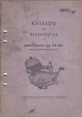 ARDIE-motor typ BD 201, Reservdelslista, (Monark mc typ M 112) *** PDF ***