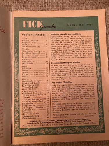 Fick Journalen, Nr 28, 10 juli 1952
