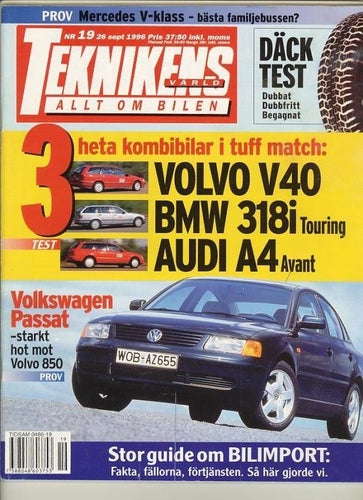 Teknikens Värld 1996/19 - Prov: Volkswagen Passat.