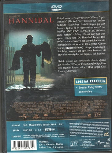 DVD - HANNIBAL MED ANTHONY HOPKINS