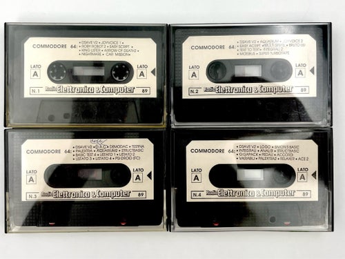 Radio Elettronica & Computer Nr. 1–4 (1989) – Commodore 64 – 4 originalkassetter