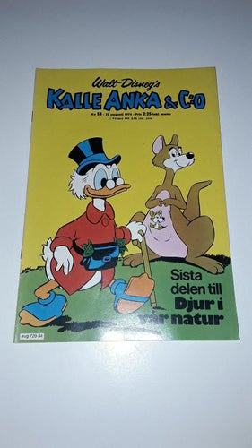 Kalle Anka 1974 nr 34 med bilaga som sitter fast VF-NM