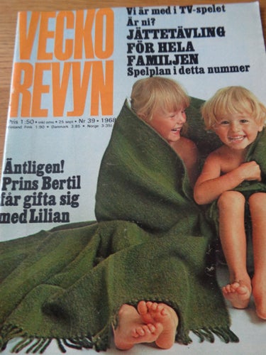 Vecko Revyn nr39 1968 kungligt Prins Bertil & Lilian Craig,