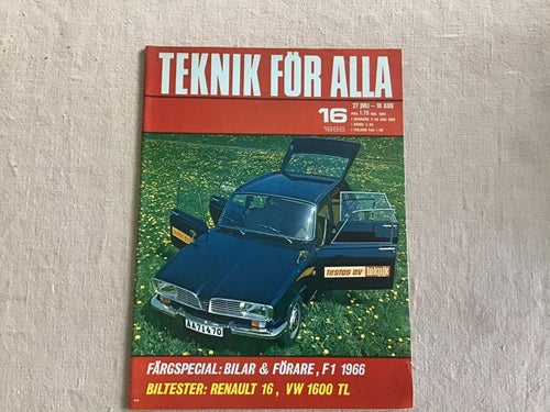 TEKNIK FÖR ALLA NR 16 1966 VW 1600 TL,MARIEFRED SISTA ÅNGBÅT,FORMULA 1 1966