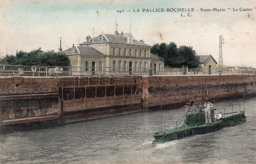 Gammalt vykort - La Pallice-Rochelle - Ubåt "Le Castor" - Nr 4348