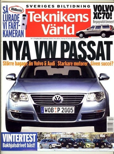 Teknikens Värld nr 1 2005. Nya VW Passat m.m.